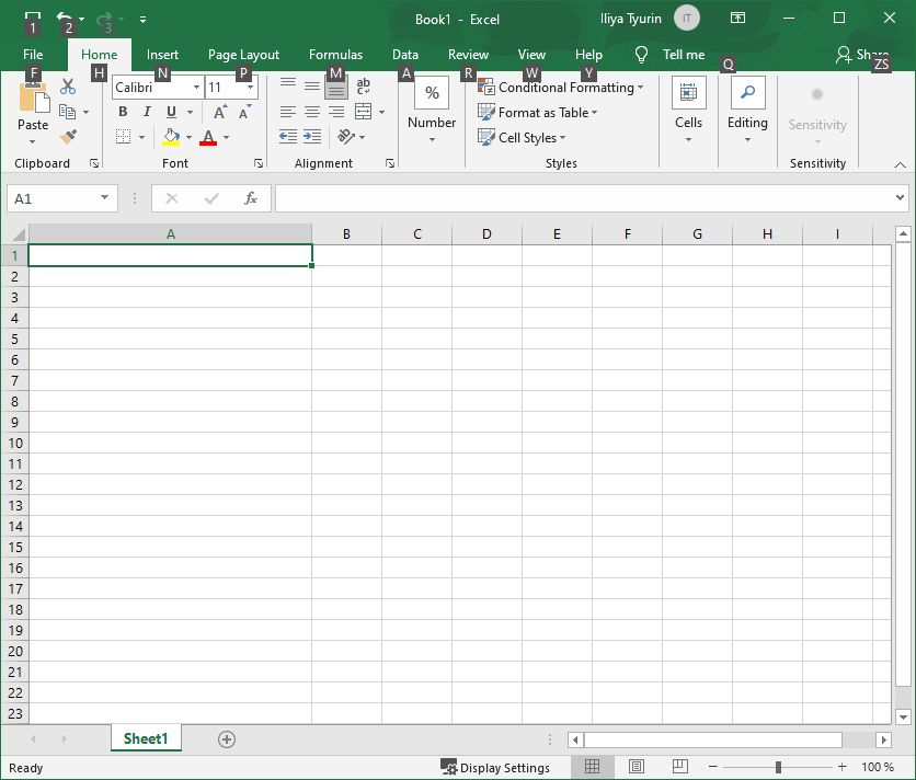 Open Excel and click on the first cell