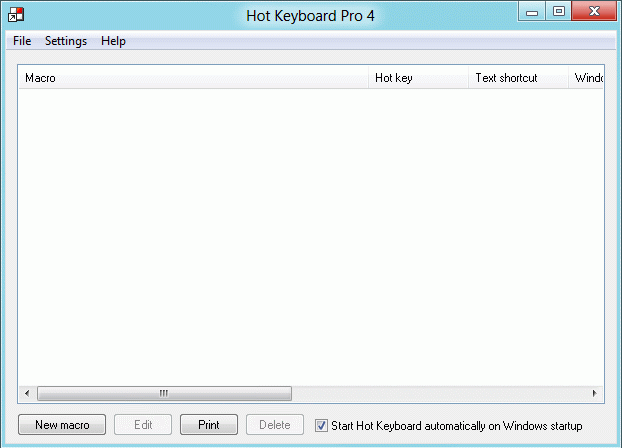 Hot Keyboard Main Dialog Window